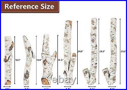 6PC Gas Fireplace Logs, 26 inch Large Ceramic White Birch Log for Gas Fireplace