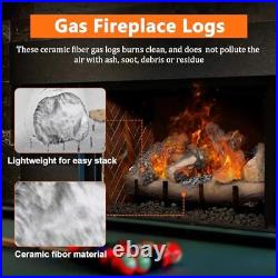 (6 Pcs) Faux Gas Fireplace Logs Set, 22 Large Ceramic White Birch Fake Logs