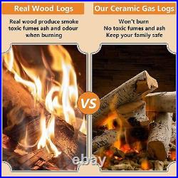 6pcs Gas Fireplace Logs Ceramic White Birch Log Fake Wood Logs for Gas Fireplace