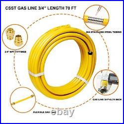 70'-3/4 Flexible Natural Gas Line Pipe Propane Conversion Male Adapter-Fittings