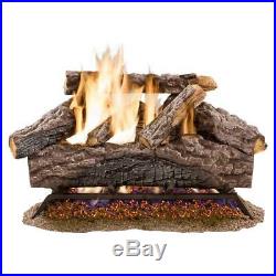 7-Pcs Decorative Fireplace Logs 24 Charred River Oak Vented Natural Gas Log Set