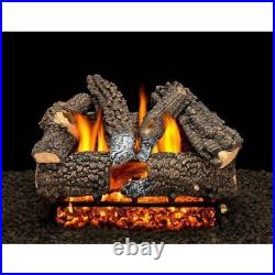 American Gas Log Vented Fireplace Log Complete Set+Pilot Kit+On/Off Remote+Rock