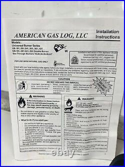 American Gas Logs 18 Universal Burner with Natural Gas Kit & Burner Pan UB-181-6