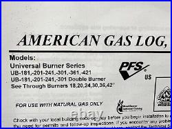 American Gas Logs 18 Universal Burner with Natural Gas Kit & Burner Pan UB-181-6