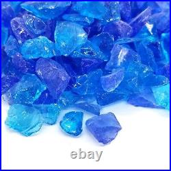 BLUE, TURQUOISE 1/2 1 Premium Large Fire Glass for Fireplace and Fire Pit