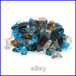 Bali Blue, Amber, Clear 1/2 Premium Reflective Fire Glass Fireplace & Fire Pit