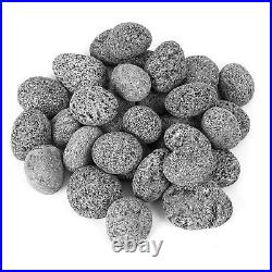 Black Natural Tumbled Stones Round Lava Rock Pebbles Indoor Outdoor 10 lbs 1-2in