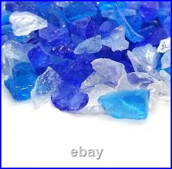 Blue & Clear Blend 1/2 1 Premium Large Fire Glass for Fireplace and Fire Pit