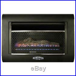 Bluegrass Living B30TD-BL Dual Fuel Vent Free Linear Wall Gas Fireplace With Log