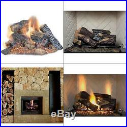 Burnt river oak 18 in. Vented dual burner natural gas fireplace logs heat sure
