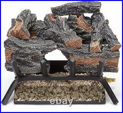 CSW18HVL Natural Gas Vented Fireplace Logs Set with Match Light, 45000 BTU, Heat
