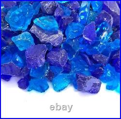 Caribbean Blue 1/2 1 Premium Large Fire Glass for Fireplace and Fire Pit