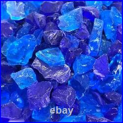 Caribbean Blue 1/2 1 Premium Large Fire Glass for Fireplace and Fire Pit