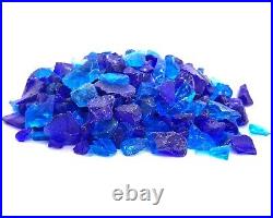 Caribbean Blue 1/2 1 Premium Large Fire Glass for Fireplace and Fire Pit