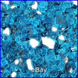 Caribbean Blue 1/2 Premium Reflective Fire Glass for Fireplace and Fire Pit