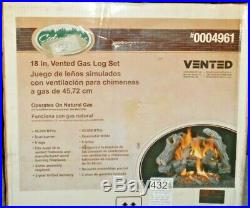 Cedar Ridge 18 Vented Gas 6 Log Set Dual Burner 45,000 BTU New In Box Bargain