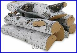 Ceramic Log, Large Gas Fireplace Logs Set for Fireplaces, White Birch Wood