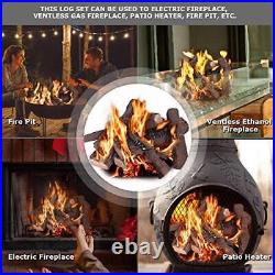 Ceramic Wood Gas Fireplace Log Set for Ventless, Propane, Gas, Gas 10 PCS