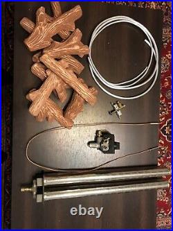 Complete Natural Gas Fireplace Insert Kit w Burner, Gas Feed Lines Ceramic Logs