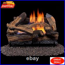 DLS-18R-1 Dual Fuel Ventless Fireplace Logs Set with Remote Control Use Natural