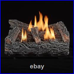DLS-L22T Propane Gas Ventless Fireplace Logs Set with Thermostat, Use with Liqui