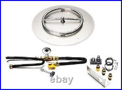 Dreffco Stainless Fire Pit Burner Pan & Ring Deluxe Kit NG LP 18 22 30 36