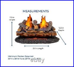 Duluth Forge DLS-24R-1 Dual Fuel Ventless Fireplace Logs Set with Remote Cont