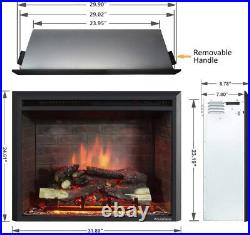 Electric fireplace with explosive sound, 750/1500W, 7.5D x 31.89W x 24.61H