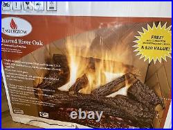 Emberglow 24 Inch Natural Gas Log Set Vented Fireplace Charred River Oak Logs