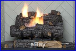 Emberglow Natural Gas Fireplace Log Remote Control Realistic 18 Inch Vent Free