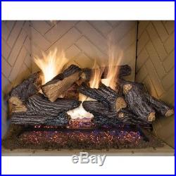 Emberglow Natural Gas Fireplace Log Set Realistic Flame 24 Inch Split Oak Vented