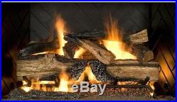 Emberglow Natural Gas Fireplace Log Set Realistic Flame Split Oak 30 Inch Vented