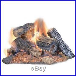 Emberglow Oak Vented Dual Burner Natural Gas Fireplace Logs Fire Log Insert Set