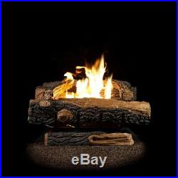Emberglow Oakwood 24 in. Vent-Free Propane Gas Fireplace Logs with Thermostatic