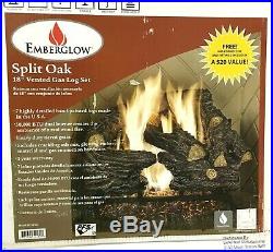 Emberglow Split Oak 18 Fireplace Vented Natural Gas Log Set Decor Logs