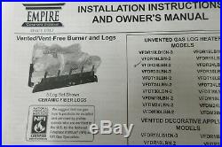 Empire 24 Fireplace Insert Room Burner Heater Log Gas 34,000 BTU VFDR24LBN-2