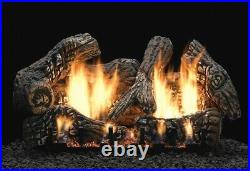 Empire Super Charred Oak Vent Free Logs 18 Refractory Slope Glaze Burner IP NG