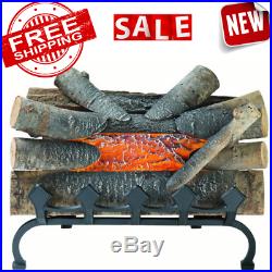 FIREPLACE LOGS Realistic Electric Crackling Fake Fire Set Wood Glowing Burning