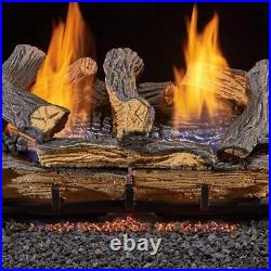 Fake Fireplace Log Set 24 in. Ventless Dual Fuel Thermostat Control Burner