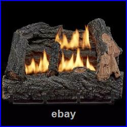 Fireplace Gas Log Heater Dual Fuel 18 inch Manual Control Vent Free 30,000 BTU