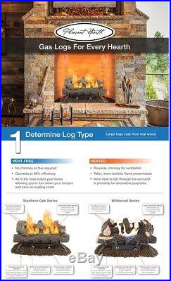 Fireplace Gas Log Set Remote 30 in. Home Heating Dual Fuel Valley Oak Vent Free