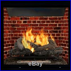 Fireplace Gas Log Set Remote 30 in. Home Heating Dual Fuel Valley Oak Vent Free