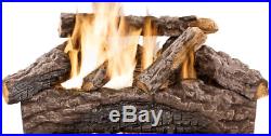 Fireplace Log Set 18in 50,000 BTU Split Vented Natural Gas Glowing Embers Rustic