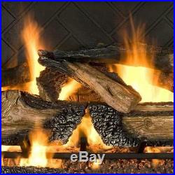 Fireplace Log Set Fire Place Heater Vented Natural Gas Country Split Oak 30 In