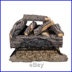 Fireplace Log Set Vented Natural Gas 18 in. Charred River Oak No Ash Dual Burner