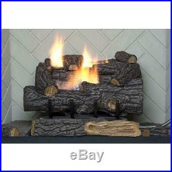 Fireplace Logs 18 in. Vent-Free Natural Gas Include Remote Savannah Oak New