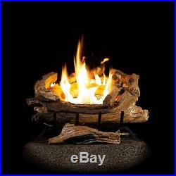 Fireplace Logs 24 Inch Vent Free Propane Gas 39000 BTU Remote Control Automatic