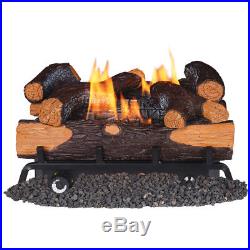 Fireplace Logs 30000-BTU Dual-Burner Vent-Free Natural Gas and amp Thermostat