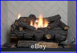 Fireplace Logs 30 in. 39,000 BTU U-Shaped Burner Natural Gas Remote Controlled