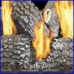 Fireplace Logs Dual-Burner Vented Natural Gas Home Heat Vented 18-in 45000-BTU
